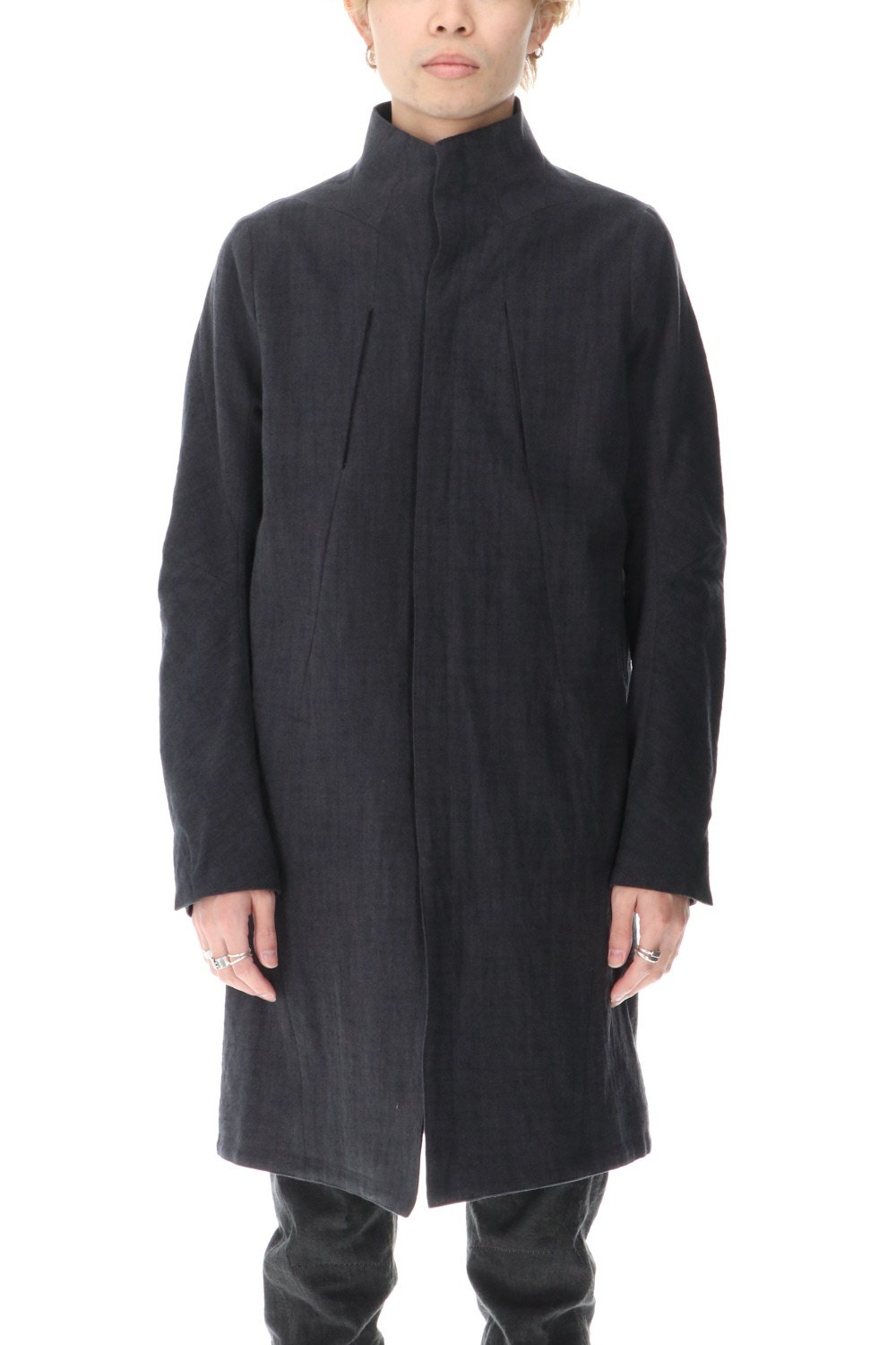 Cotton Washer Processed High-Neck Coat Charcoal