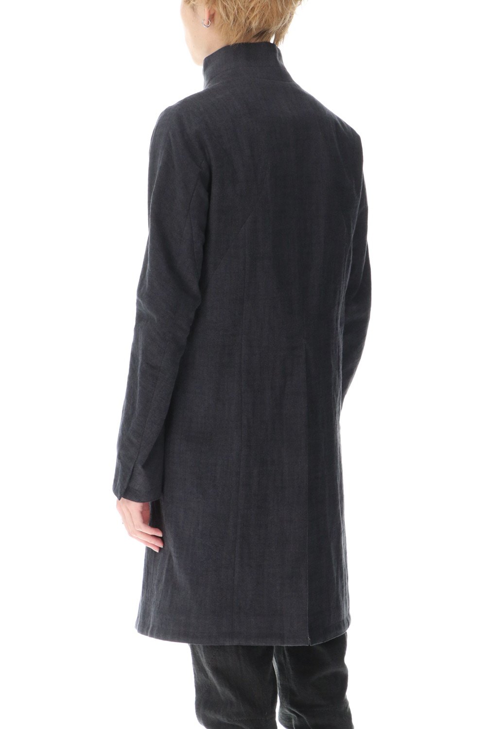 Cotton Washer Processed High-Neck Coat Charcoal