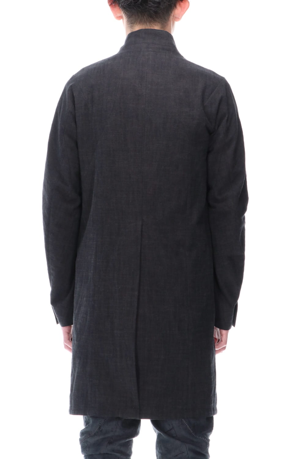 Cotton Washer Processed High-Neck Coat Black