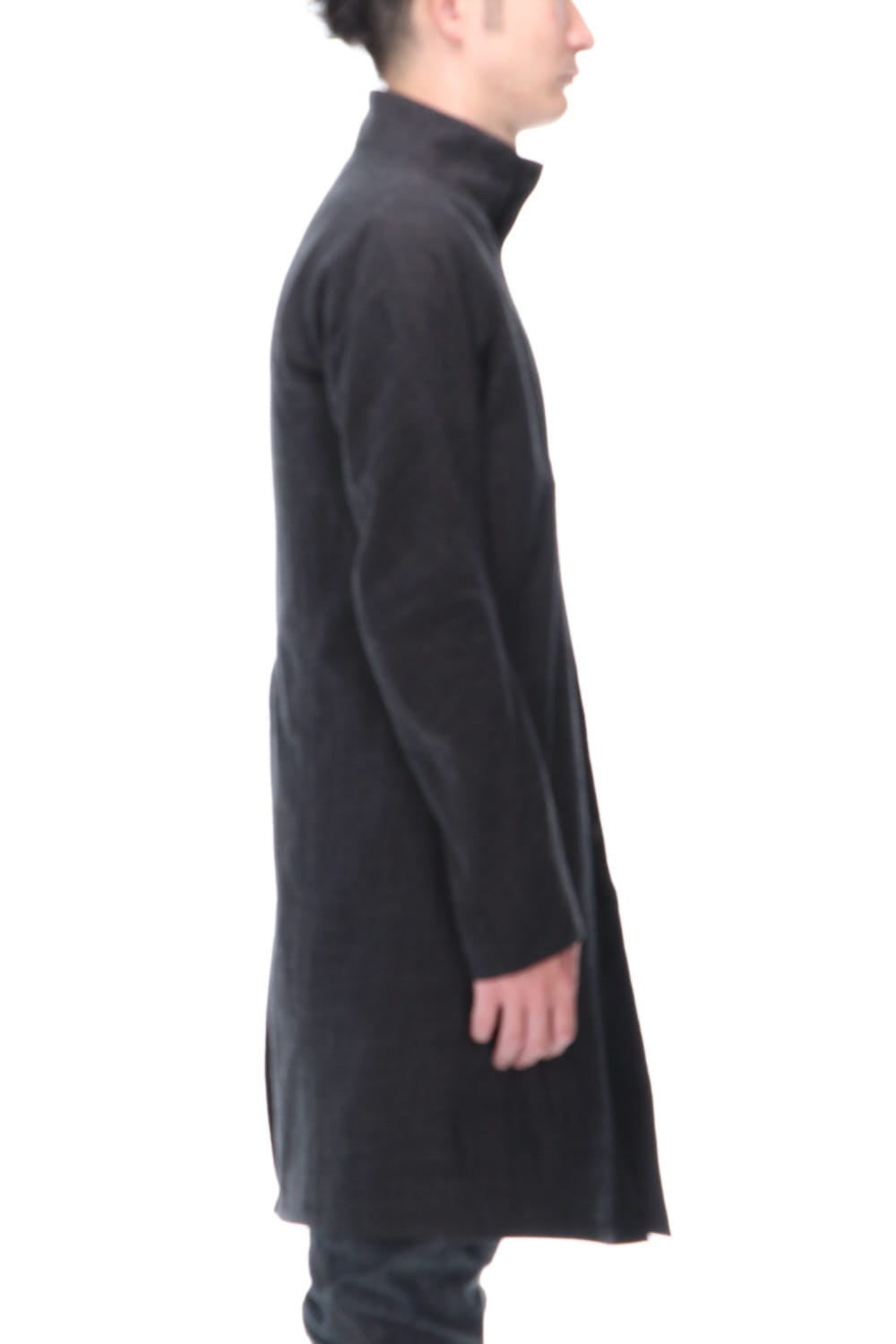 Cotton Washer Processed High-Neck Coat Black