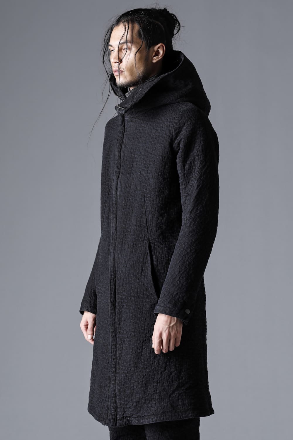 Scab Jacquard Stretch Cotton Denim Hooded Coat