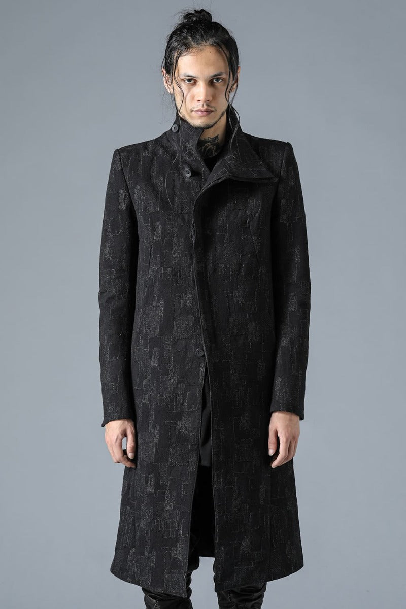 Silk x Wool x Cotton SCAB Jacquard High Neck Chester Coat