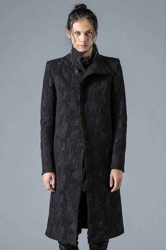 Silk x Wool x Cotton SCAB Jacquard High Neck Chester Coat