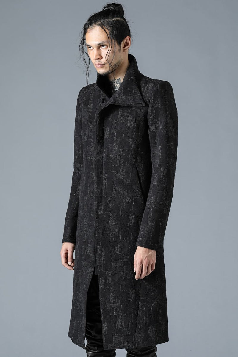 Silk x Wool x Cotton SCAB Jacquard High Neck Chester Coat