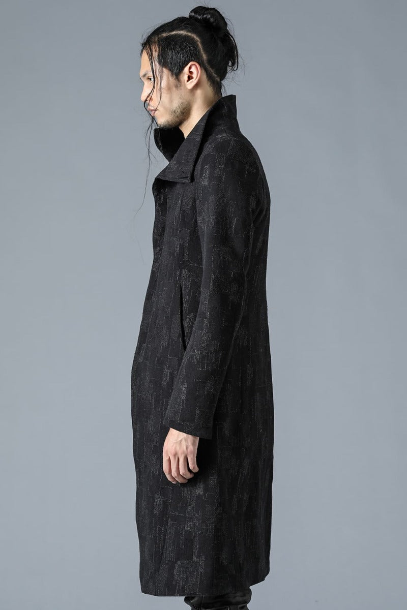 Silk x Wool x Cotton SCAB Jacquard High Neck Chester Coat