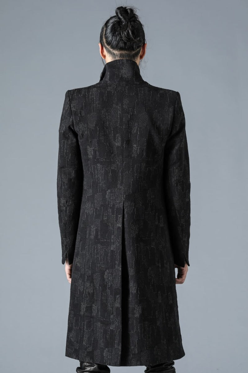 Silk x Wool x Cotton SCAB Jacquard High Neck Chester Coat