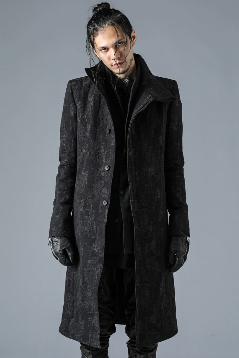 Silk x Wool x Cotton SCAB Jacquard High Neck Chester Coat