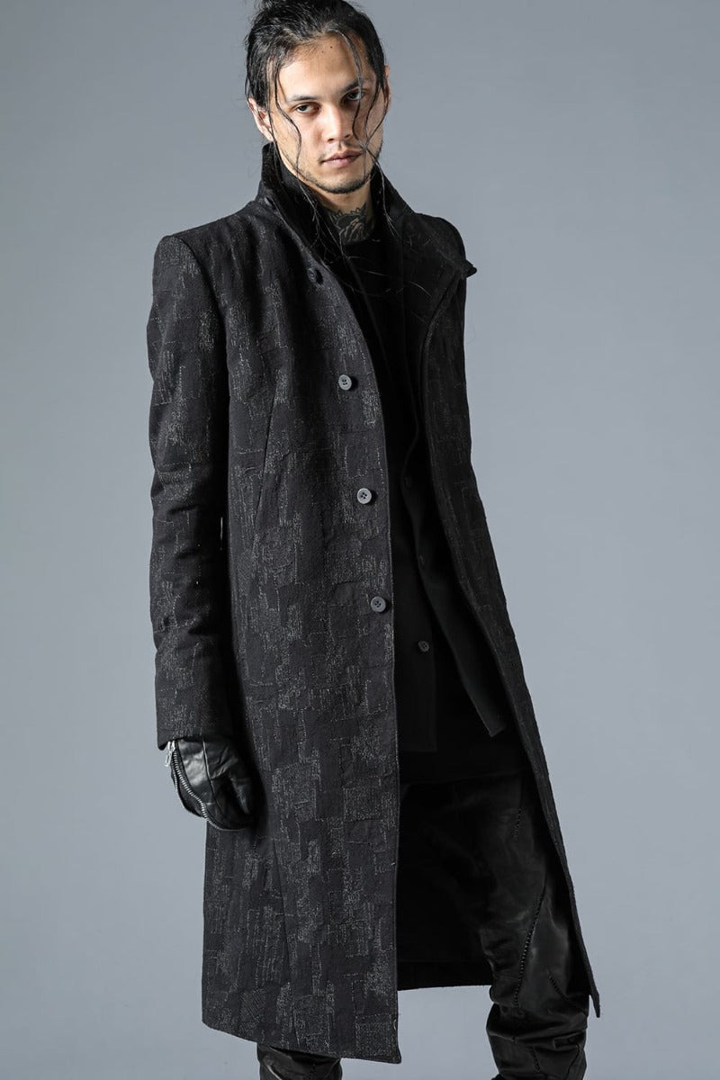 Silk x Wool x Cotton SCAB Jacquard High Neck Chester Coat