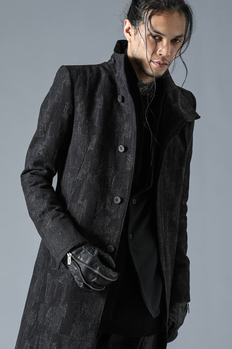 Silk x Wool x Cotton SCAB Jacquard High Neck Chester Coat