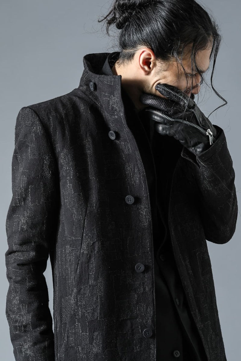 Silk x Wool x Cotton SCAB Jacquard High Neck Chester Coat