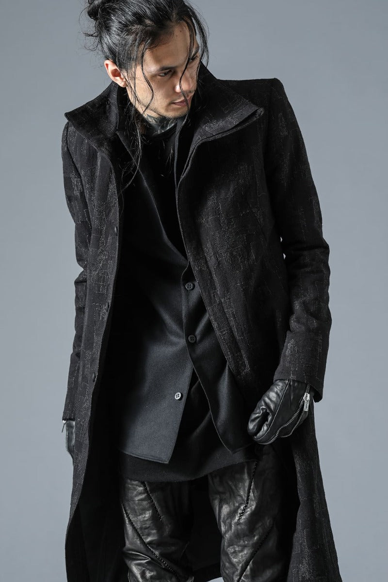 Silk x Wool x Cotton SCAB Jacquard High Neck Chester Coat