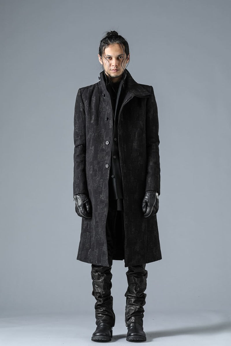 Silk x Wool x Cotton SCAB Jacquard High Neck Chester Coat