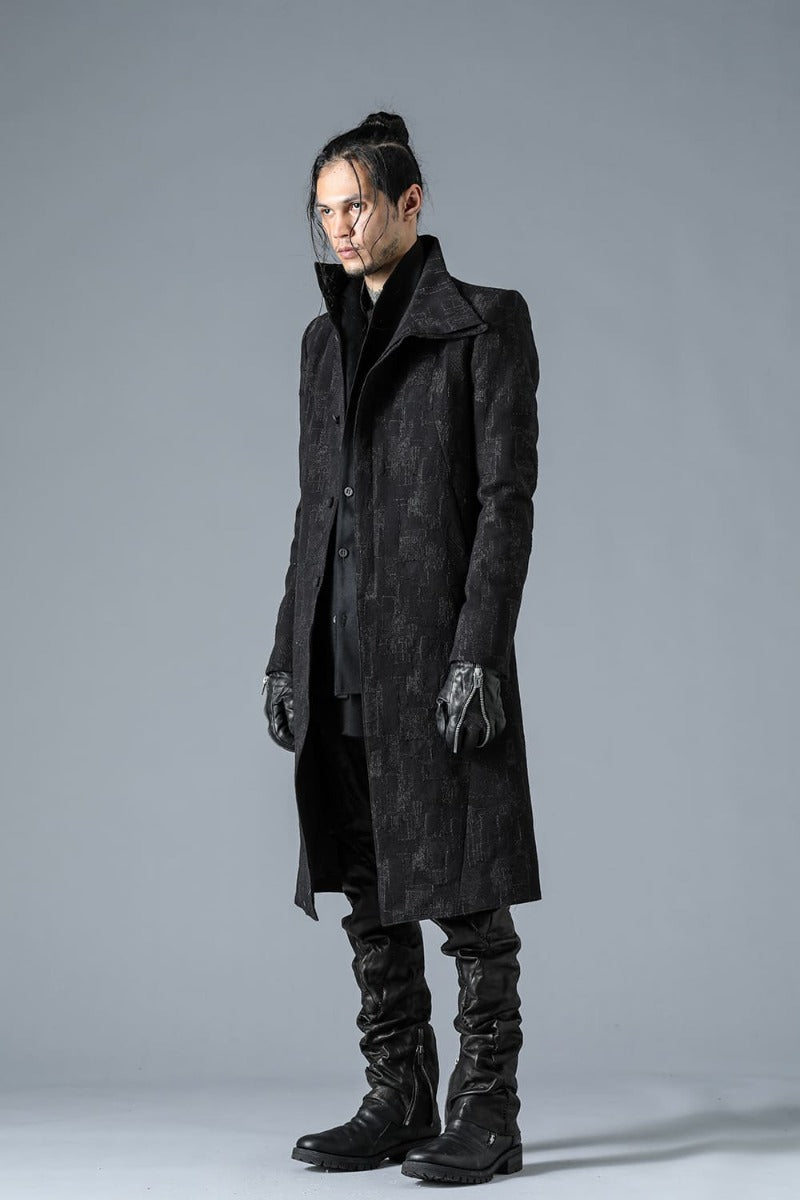 Silk x Wool x Cotton SCAB Jacquard High Neck Chester Coat