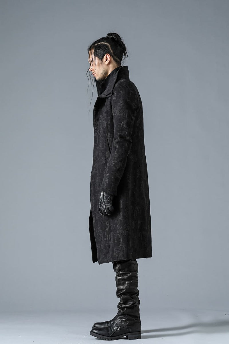 Silk x Wool x Cotton SCAB Jacquard High Neck Chester Coat