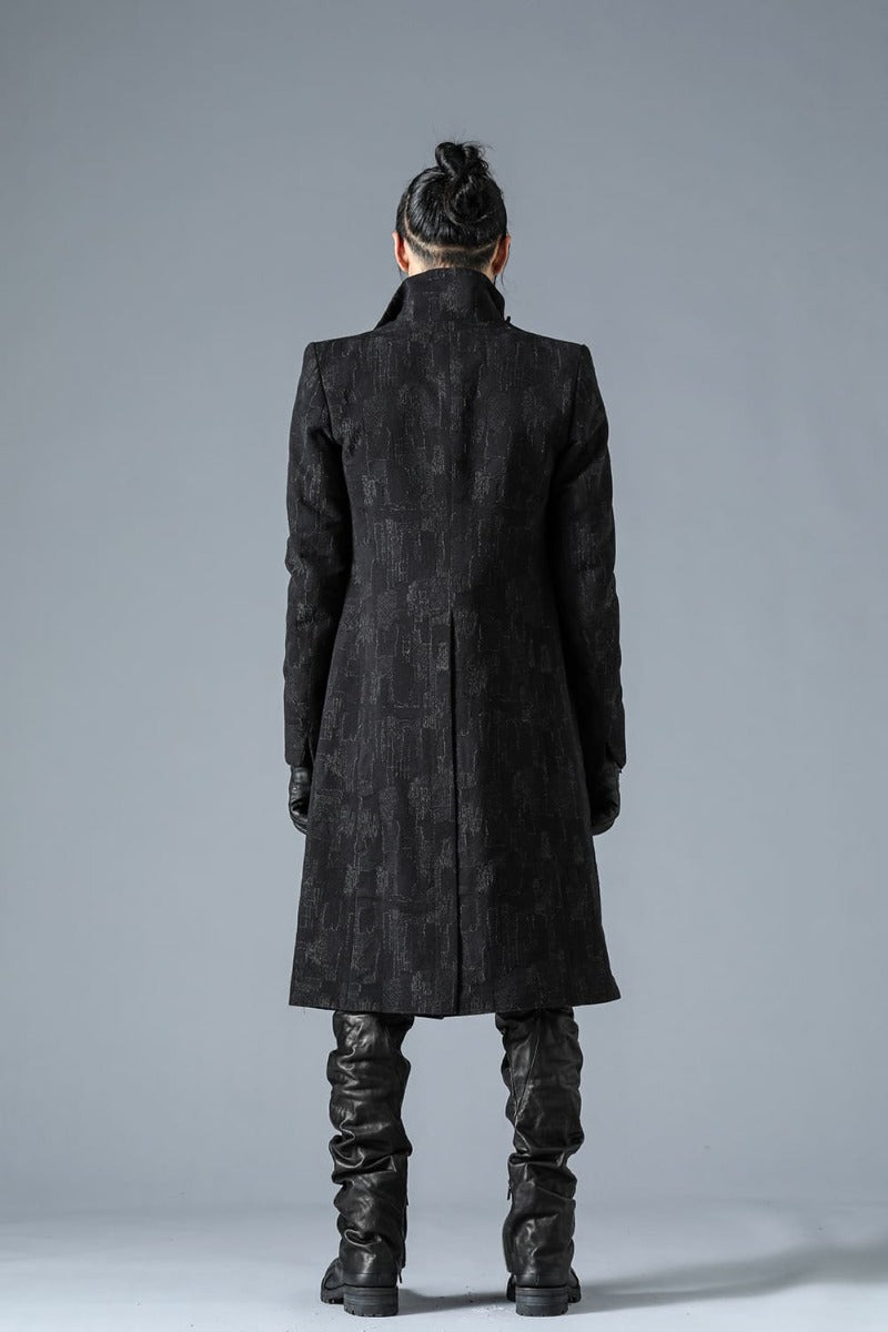 Silk x Wool x Cotton SCAB Jacquard High Neck Chester Coat