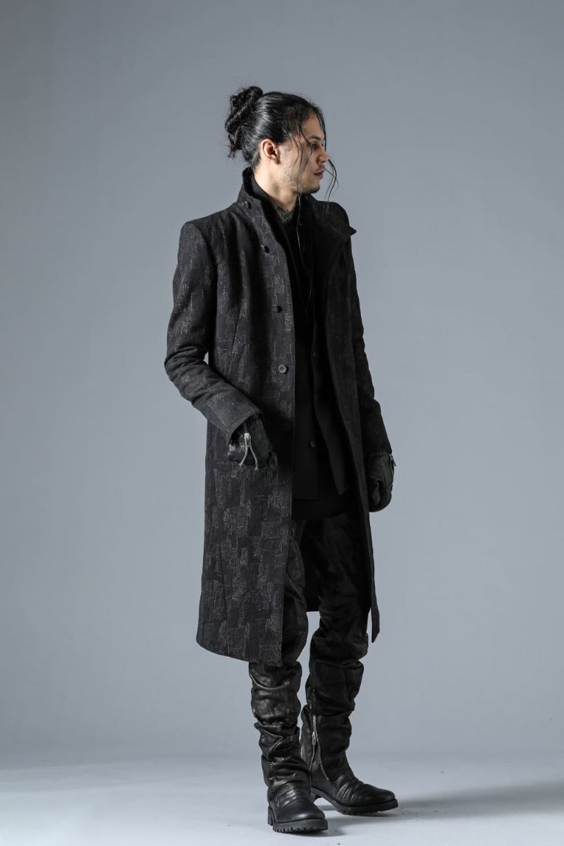 Silk x Wool x Cotton SCAB Jacquard High Neck Chester Coat