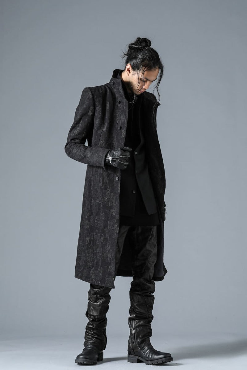 Silk x Wool x Cotton SCAB Jacquard High Neck Chester Coat