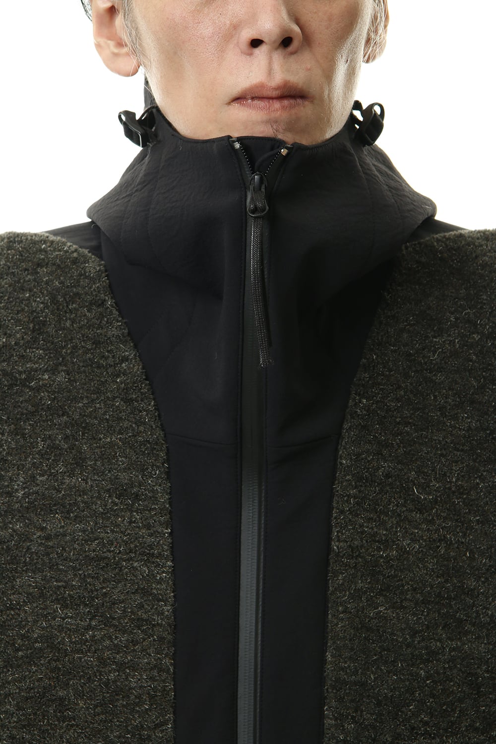 Kenpi wool Boa Hooded Coat Khaki