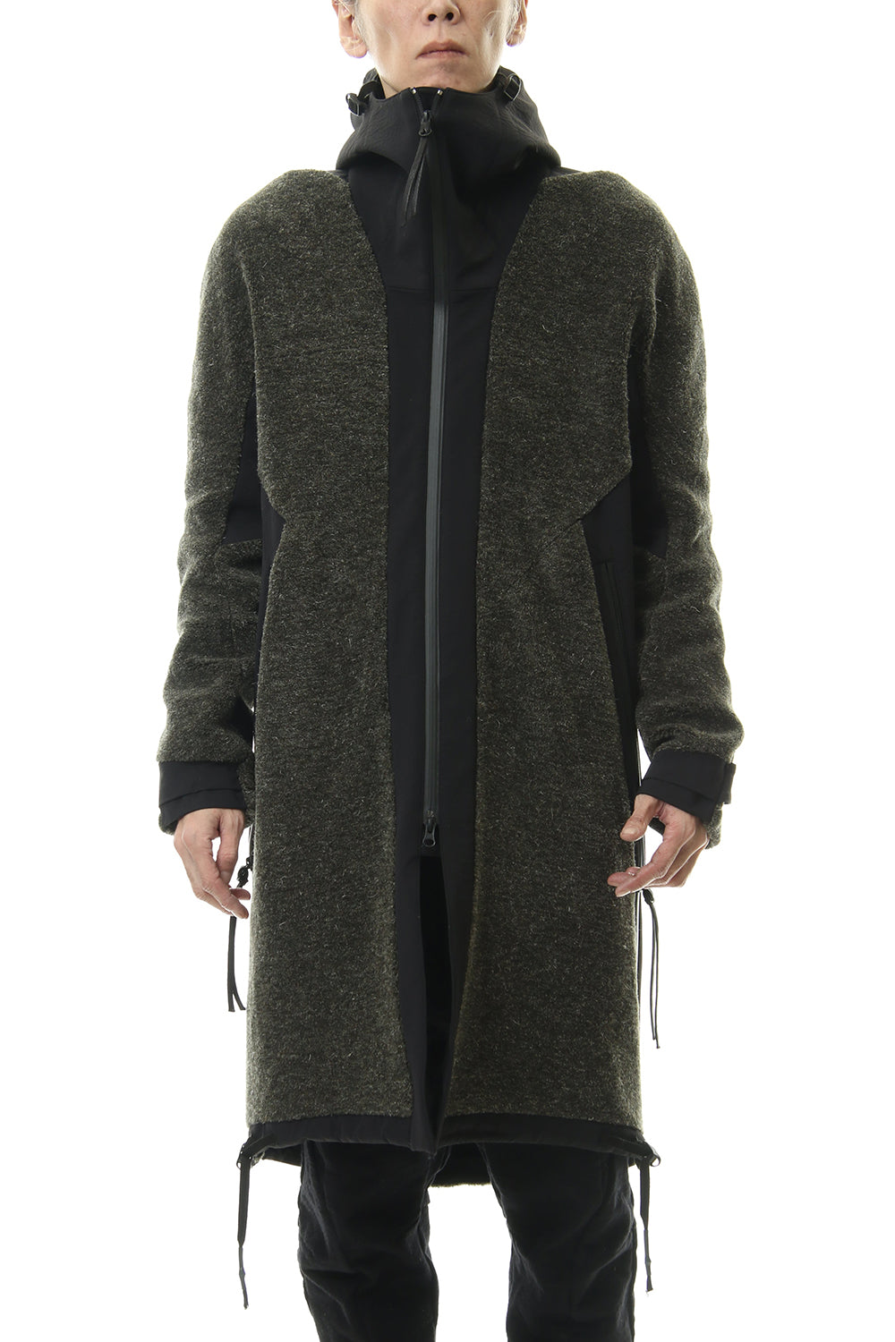 Kenpi wool Boa Hooded Coat Khaki