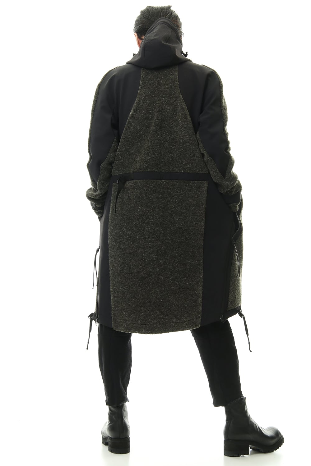 Kenpi wool Boa Hooded Coat Khaki