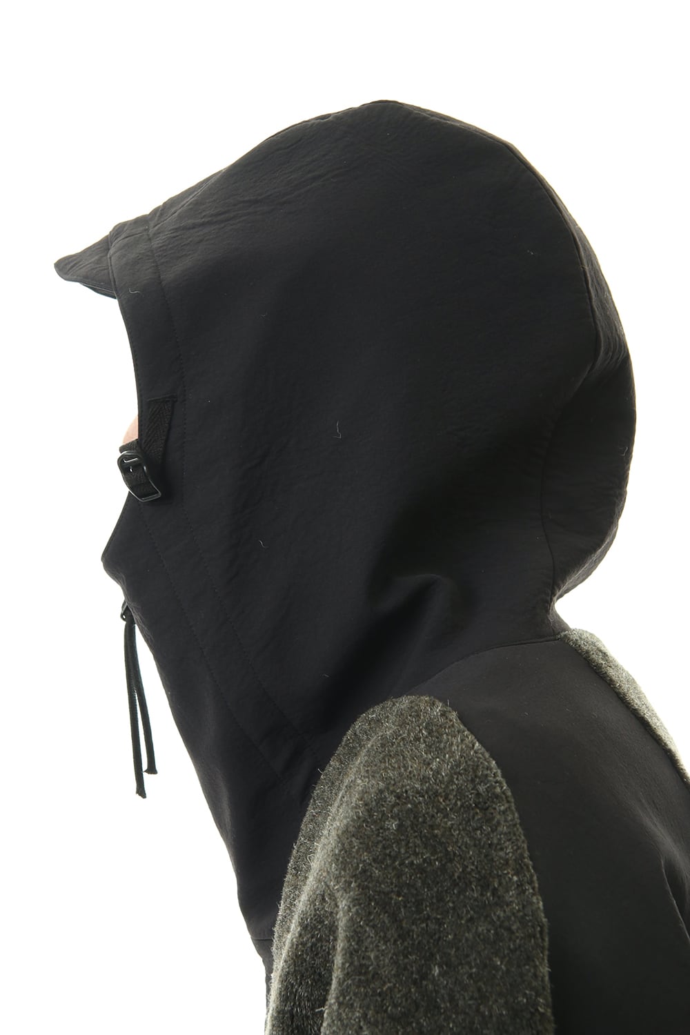 Kenpi wool Boa Hooded Coat Khaki