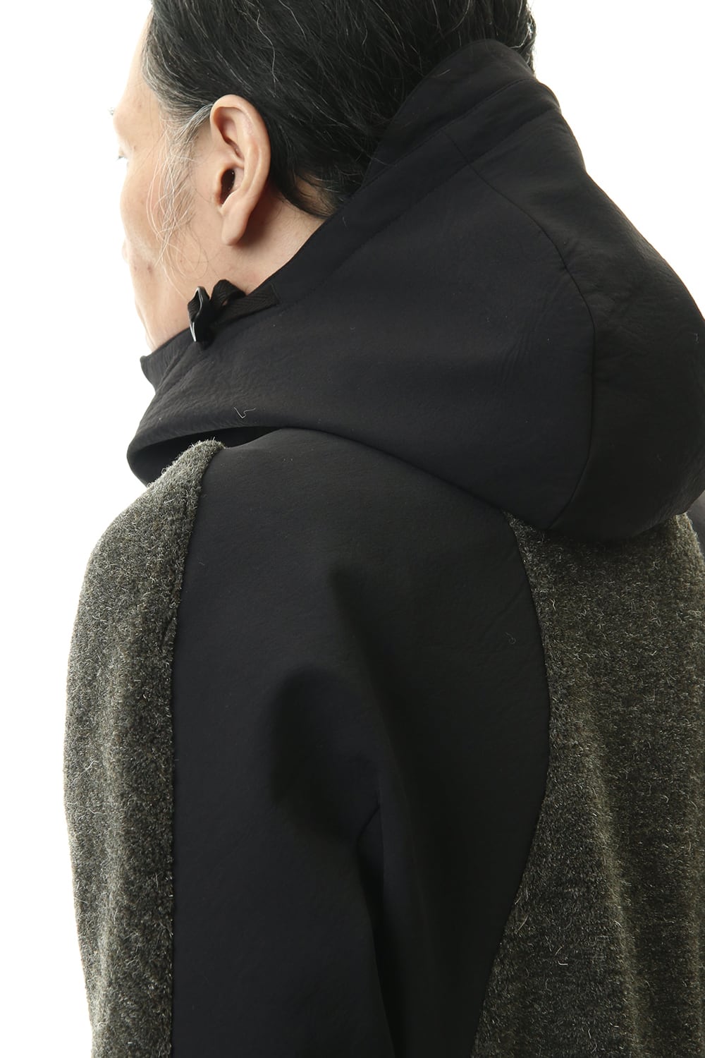 Kenpi wool Boa Hooded Coat Khaki