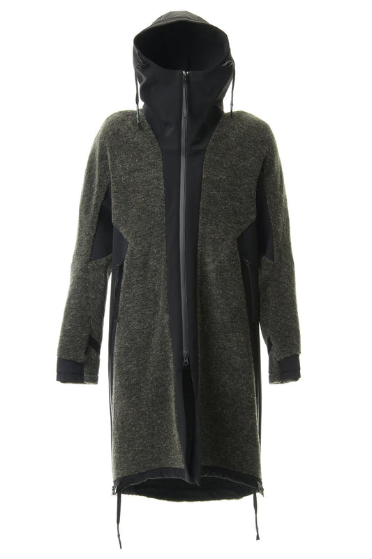 Kenpi wool Boa Hooded Coat Khaki