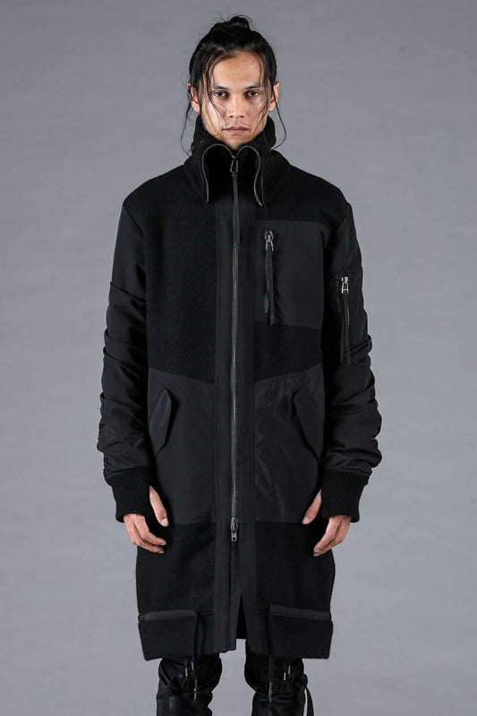 Harris Tweed Rib High Neck Long Blouson