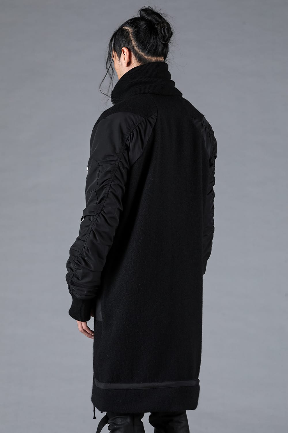 Harris Tweed Rib High Neck Long Blouson