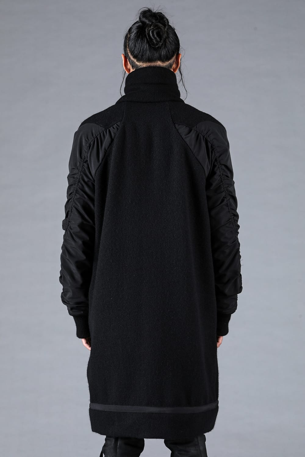 Harris Tweed Rib High Neck Long Blouson