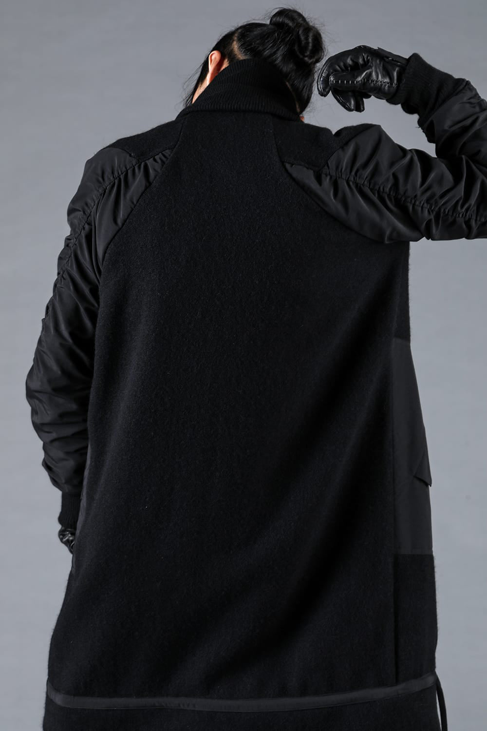 Harris Tweed Rib High Neck Long Blouson