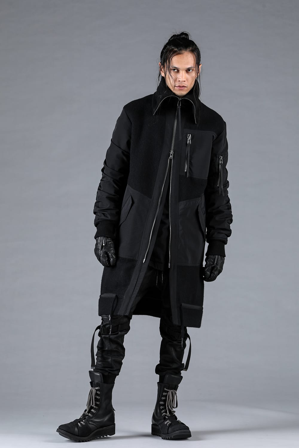 Harris Tweed Rib High Neck Long Blouson