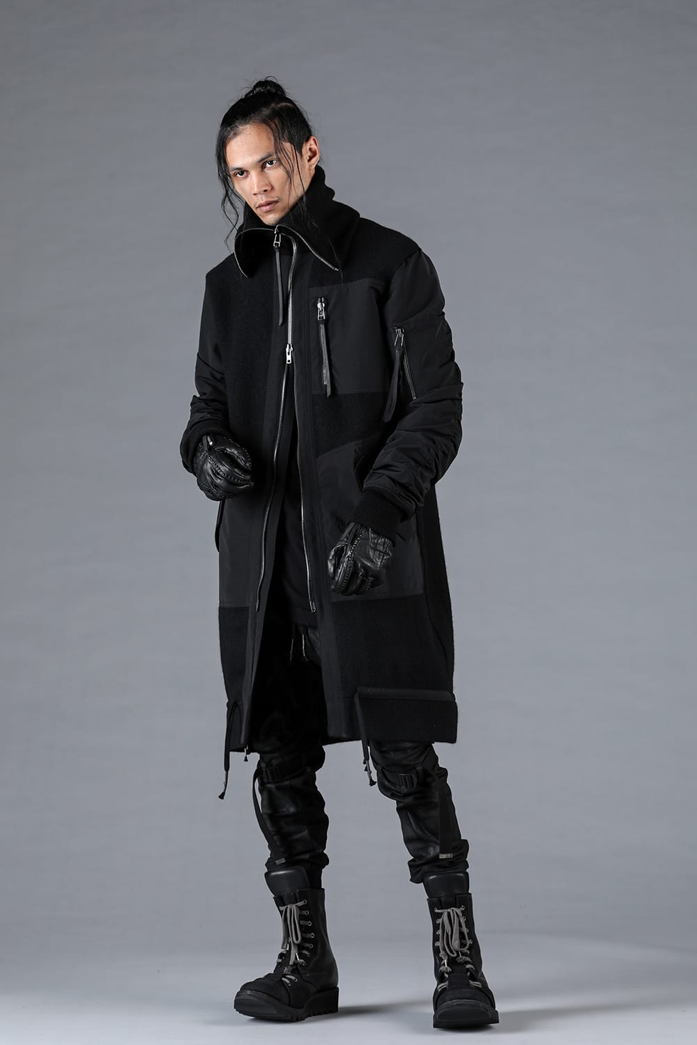 Harris Tweed Rib High Neck Long Blouson