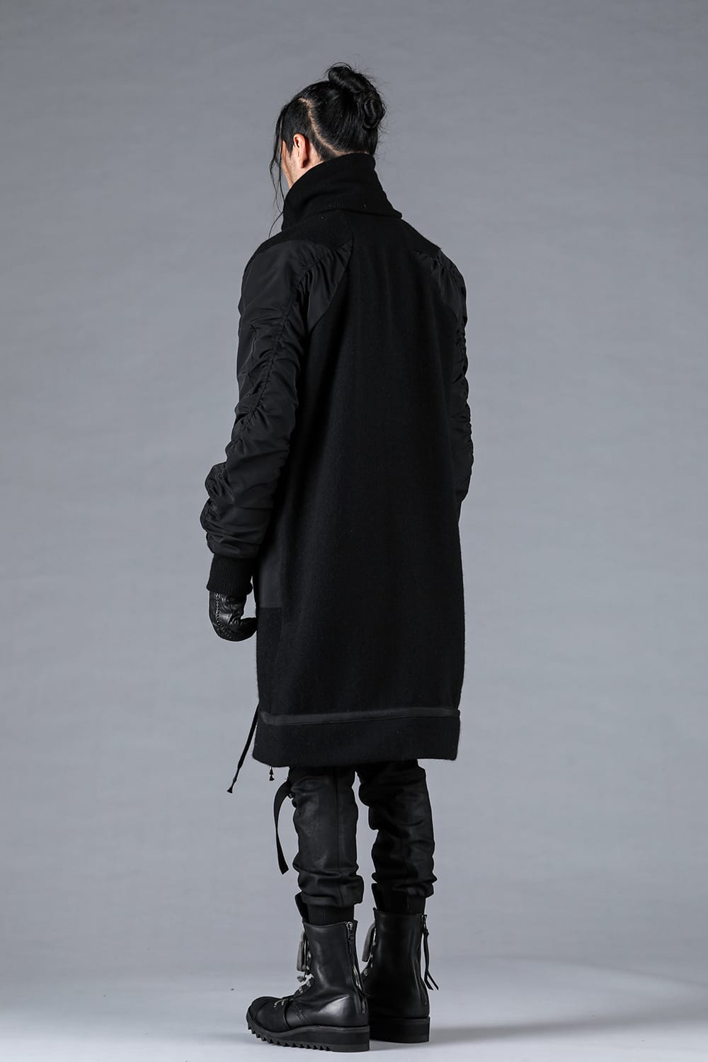 Harris Tweed Rib High Neck Long Blouson