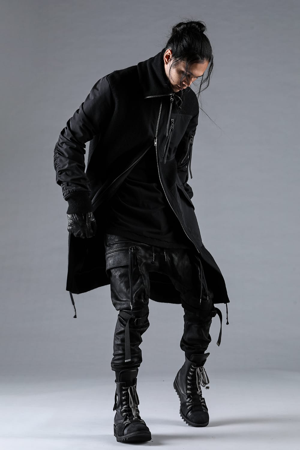 Harris Tweed Rib High Neck Long Blouson