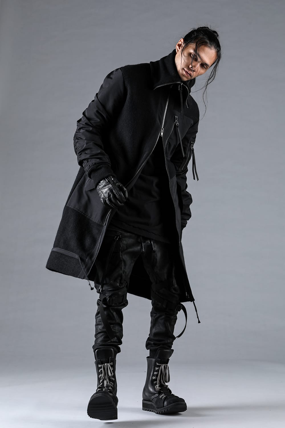 Harris Tweed Rib High Neck Long Blouson