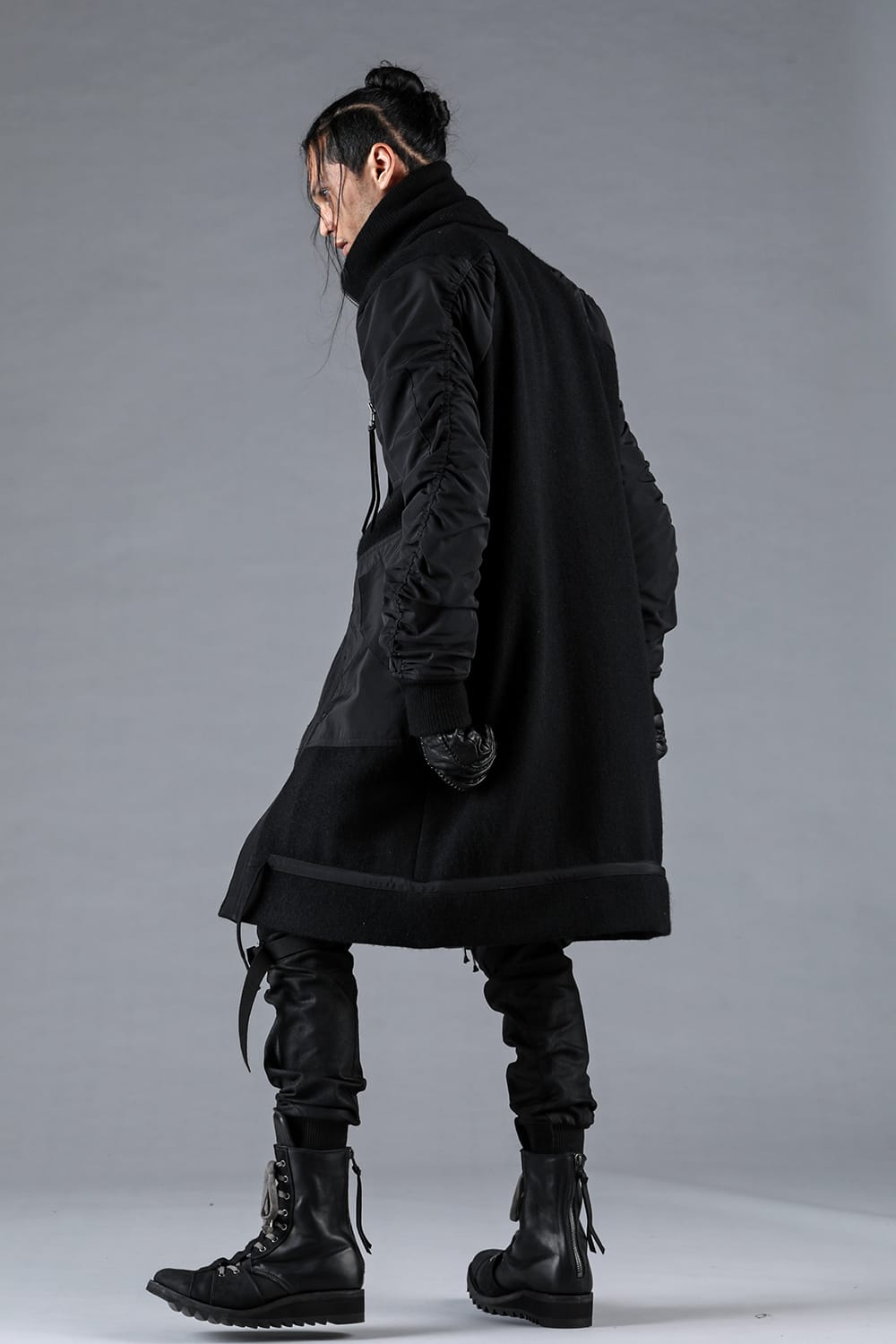 Harris Tweed Rib High Neck Long Blouson