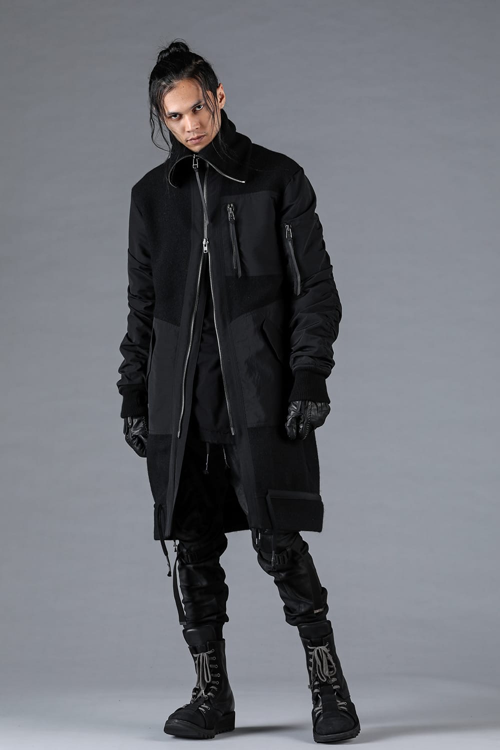 Harris Tweed Rib High Neck Long Blouson