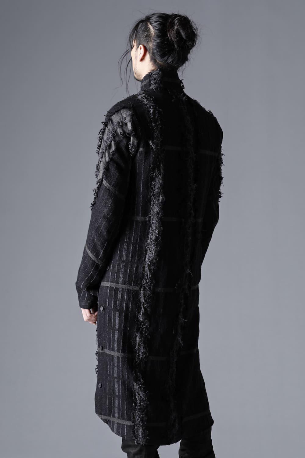 Wool Destroyed Random Stripe Coat