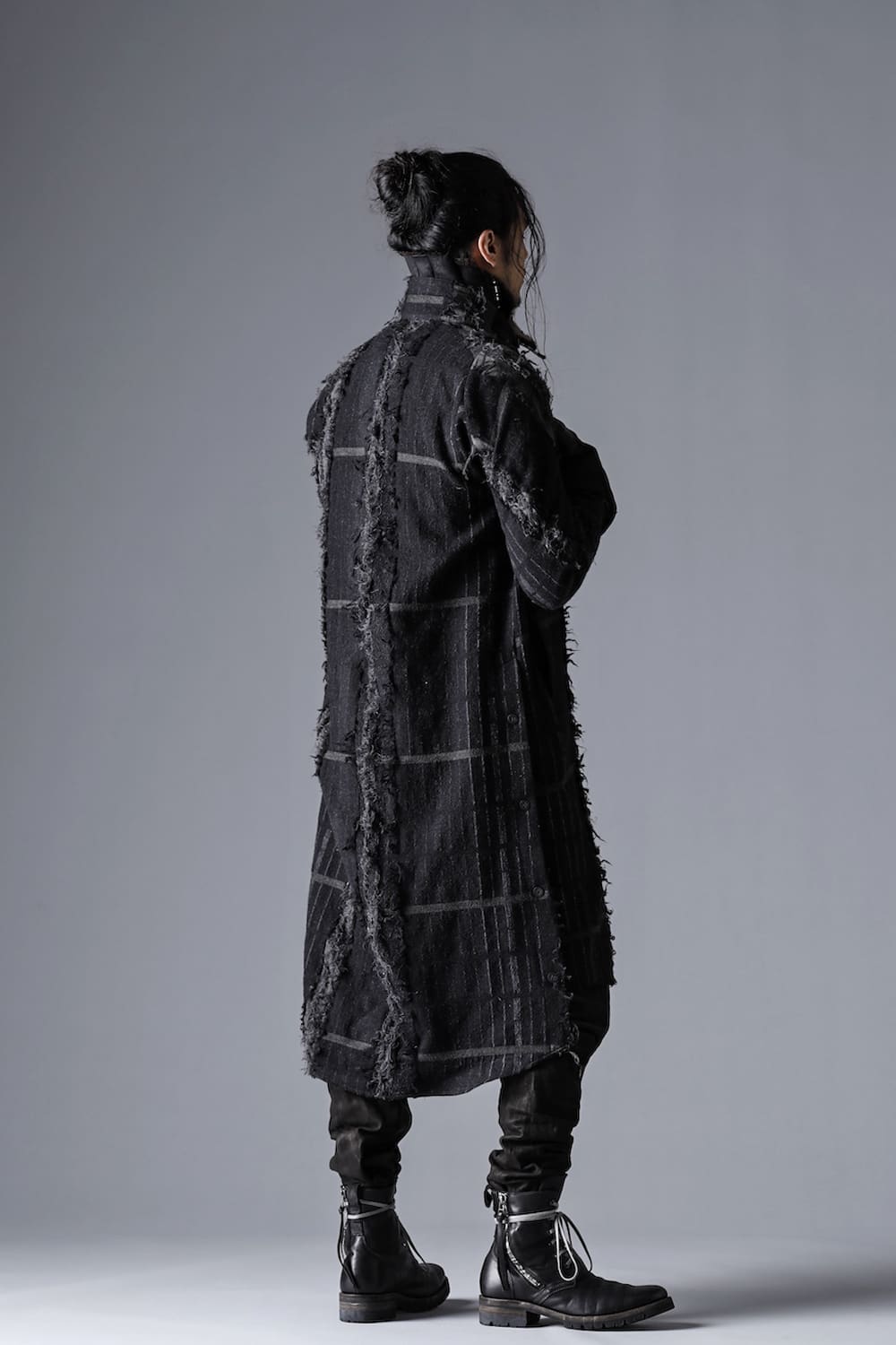 Wool Destroyed Random Stripe Coat