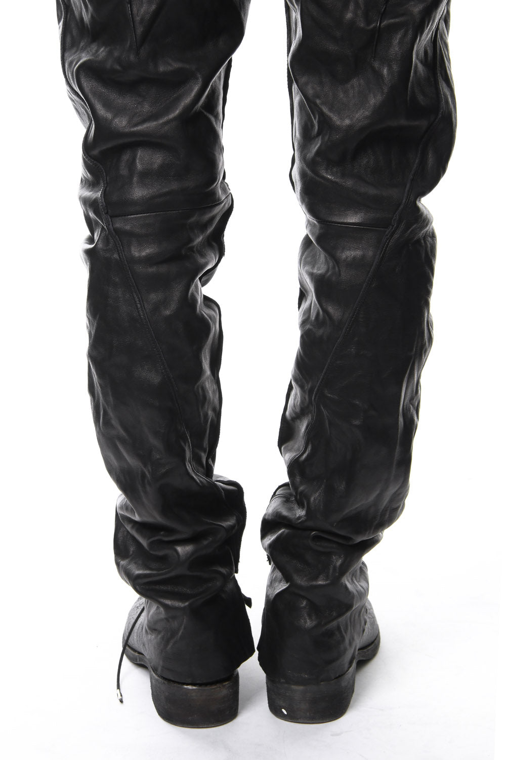 Washable bonding leather drop crotch pants