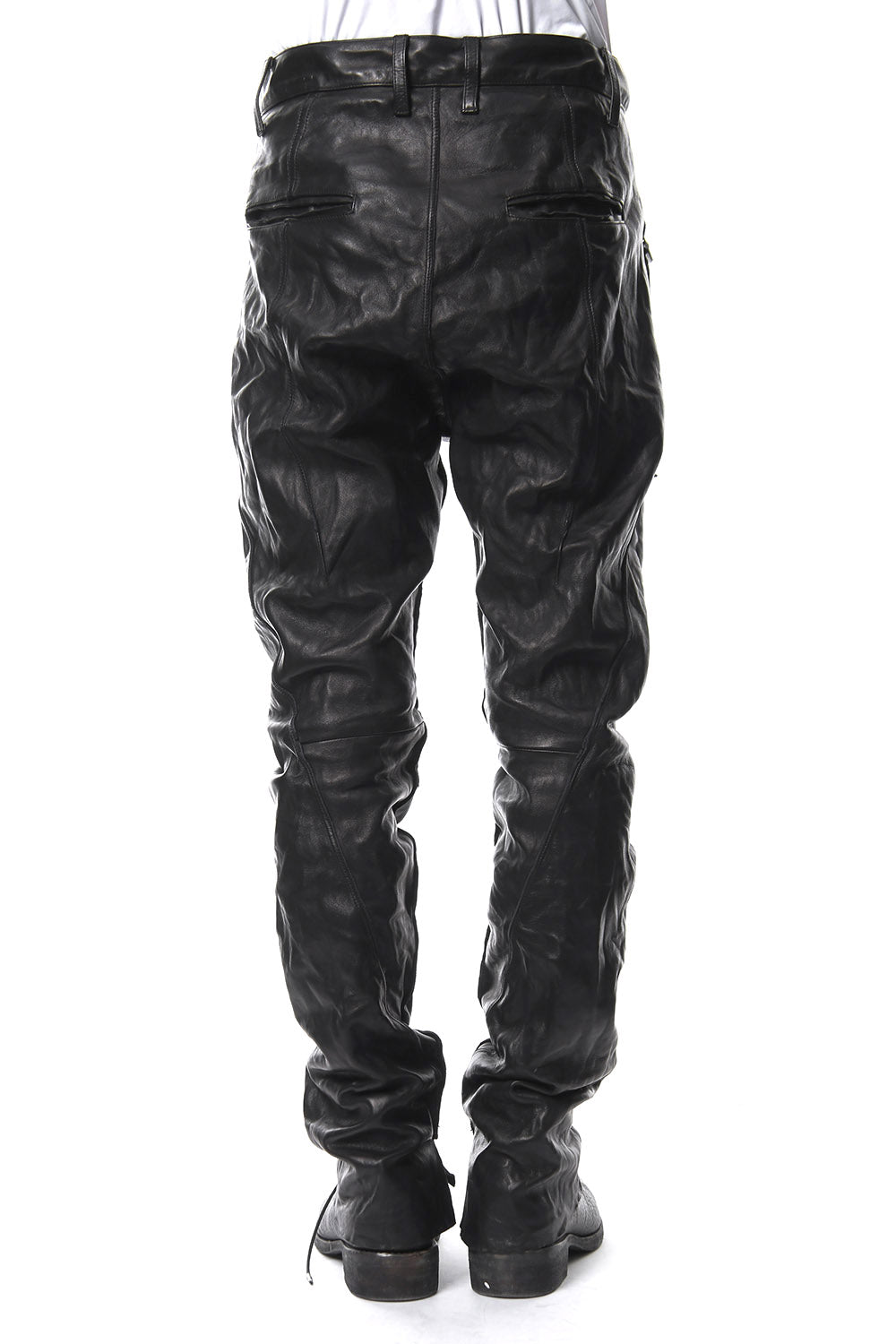 Washable bonding leather drop crotch pants