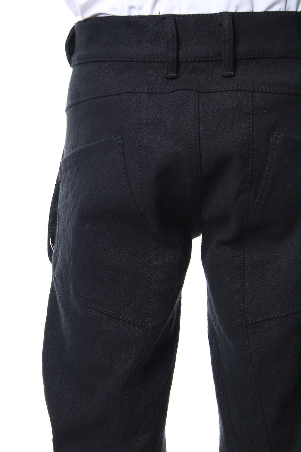 Heavy cotton × linen stretch twist curve pants