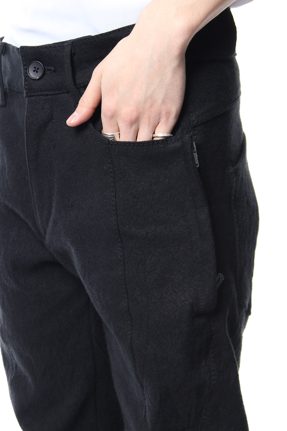 Heavy cotton × linen stretch twist curve pants