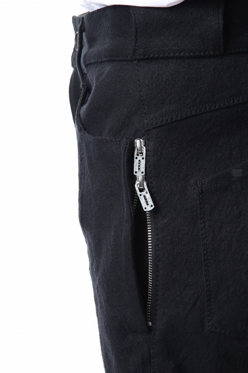 Heavy cotton × linen stretch twist curve pants