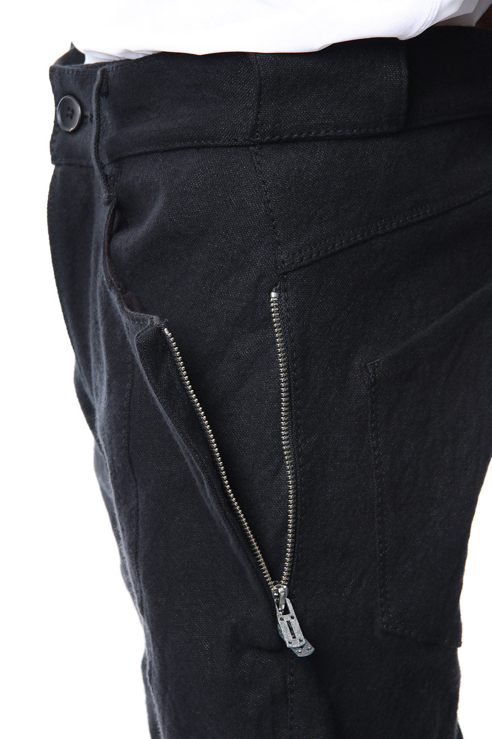 Heavy cotton × linen stretch twist curve pants