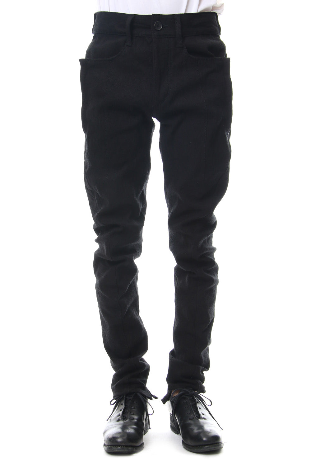 Heavy cotton × linen stretch twist curve pants