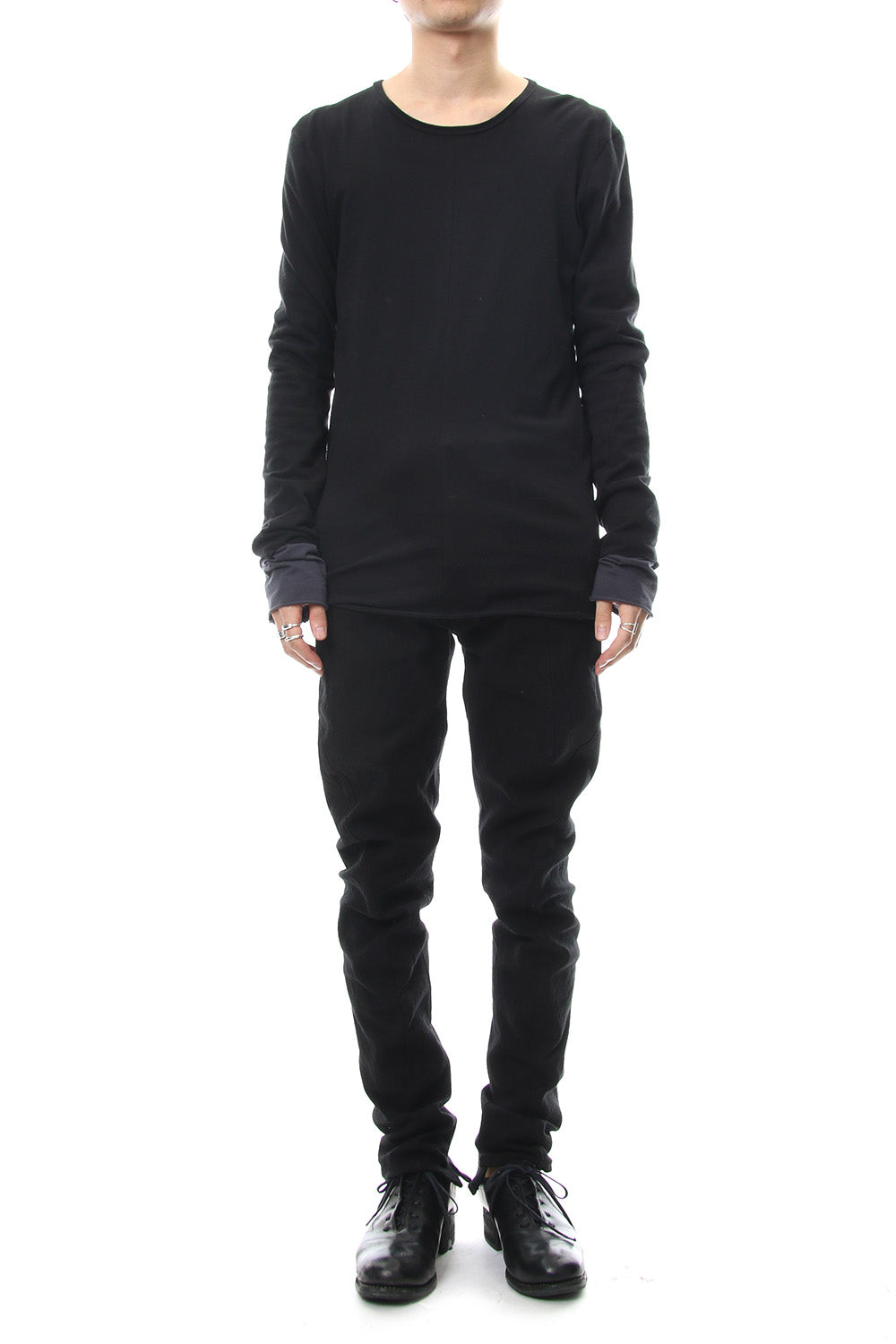 Heavy cotton × linen stretch twist curve pants