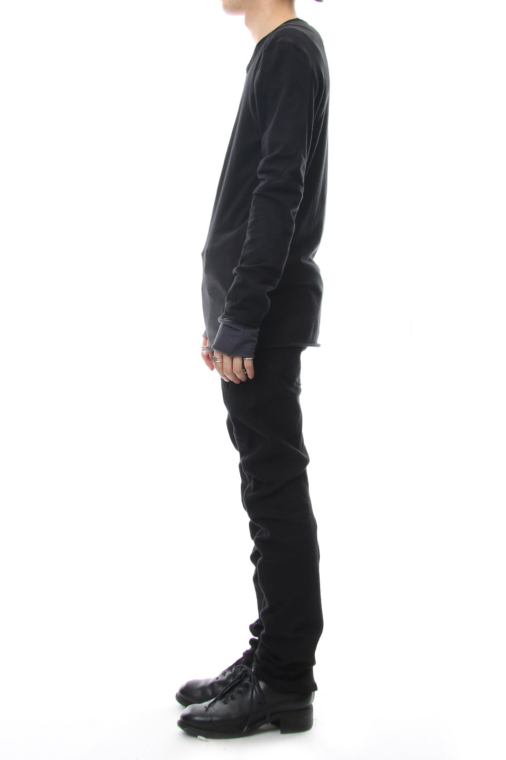 Heavy cotton × linen stretch twist curve pants