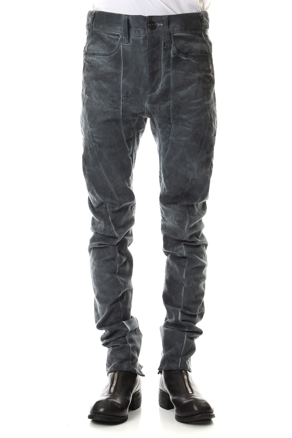 Dirty Coating Cold Dyed Curve Slim Pants - ST107-0049A-Navy